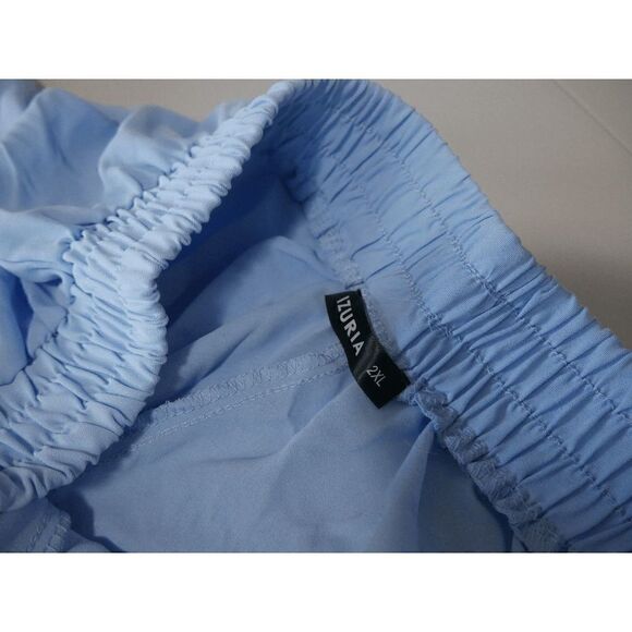 Women's Sky Blue Drawstring Flowy Shorts L - Picture 7 of 8